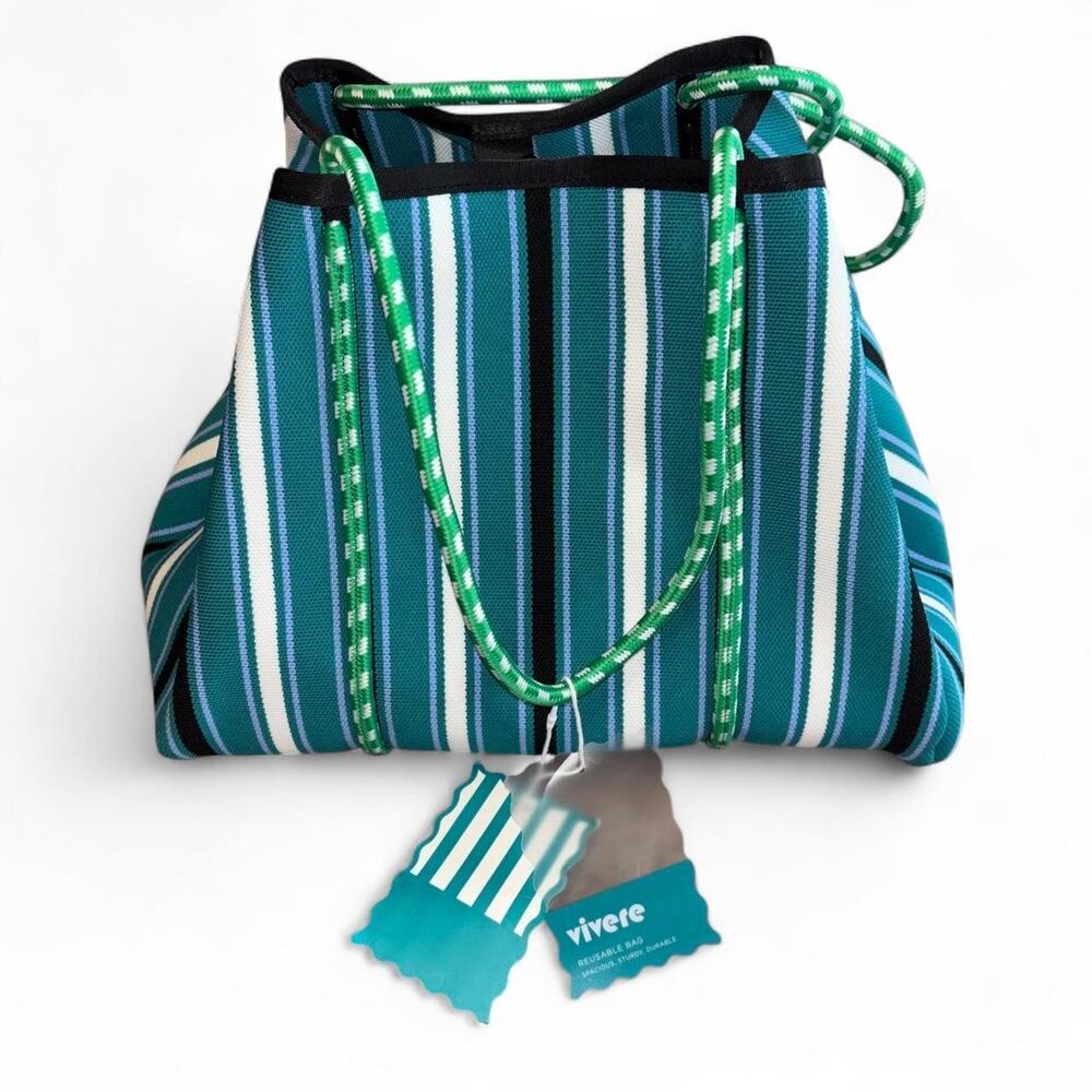 Vivere teal green striped woven - Picture 2 of 7